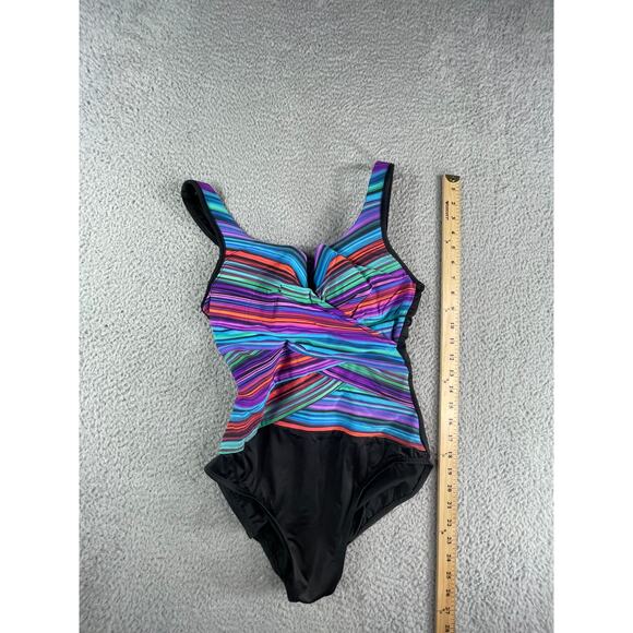Miraclesuit Swimming Suit Small Multicolor One Piece Underwire Padded V Neck - Picture 4 of 7